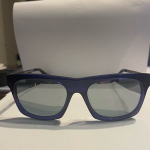 Alexander McQueen blue sunglasses razor blade frames